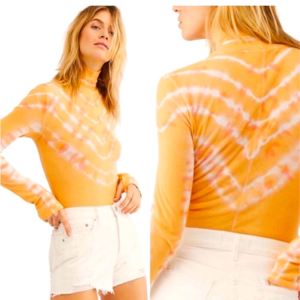 🧡 FREE PEOPLE Women's Orange Tie-Dye Top